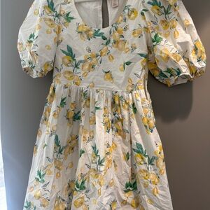 H&M Lemon Print Puff Sleeve Mini Dress